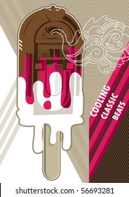 Jukebox ice cream designed artistic banner. Vector illustration.