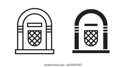Icono de la rockola en estilo de moda plano y forro para diseños de ui App