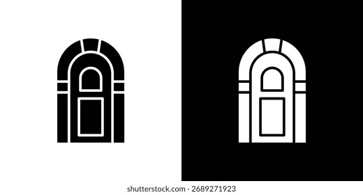 Silueta del icono de la rockola en estilo plano negro. Elemento gráfico