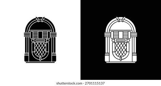 Vector de la silueta del icono de la rockola en colores negros. estilo plano del diseño del logotipo del símbolo