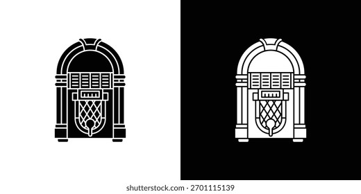 Jukebox icon silhouette vector in black colors. flat symbol logo design style