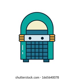 línea de jukebox y estilo de relleno diseño icono de música melodía canción música arte musical y tema de composición Ilustración vectorial