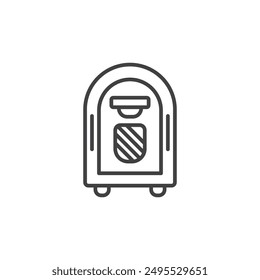 Icono de jukebox con contorno aislado sobre fondo blanco
