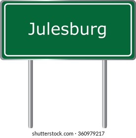 Julesburg, Colorado , road sign green vector illustration, road table, USA city
