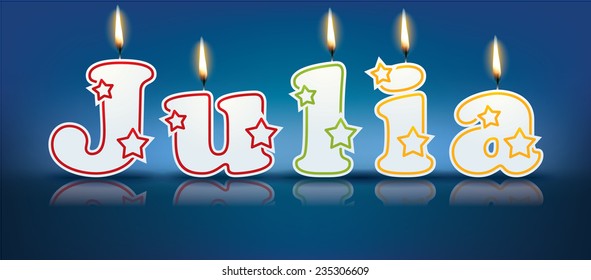JULIA written with burning candles - vector illustration svg
