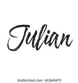 julian, text design. Vector calligraphy. Typography poster. Usable as background.