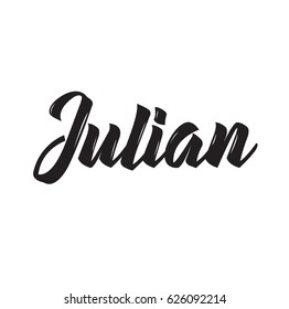 julian, text design. Vector calligraphy. Typography poster. Usable as background.