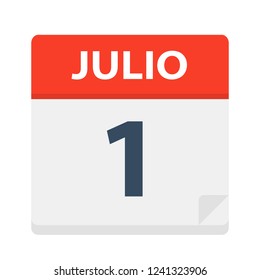 Julio 1 - Calendar Icon - July 1 - Vector Illustration