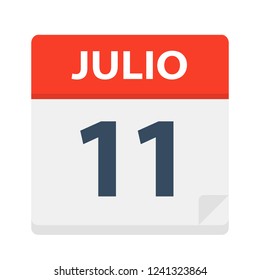 Julio 11 - Calendar Icon - July 11 - Vector Illustration