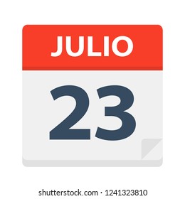 Julio 23 - Calendar Icon - July 23 - Vector Illustration