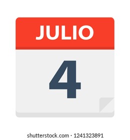 Julio 4 - Calendar Icon - July 4 - Vector Illustration