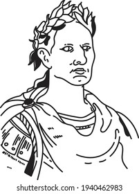 Julius Caesar Portrait. Line drawing. Vector illustration.