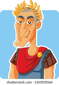 Julius Caesar Roman Emperor  Vector Caricature. Funny portrait of Roman emperor historical figure cartoon