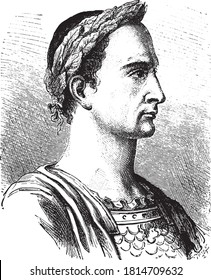 Julius Caesar. Vintage engraving. From Popular France, 1869.