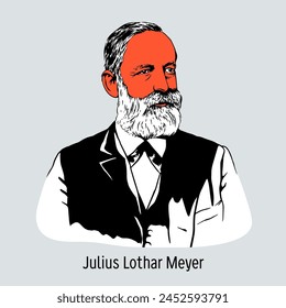 Julius Lothar Meyer was a German chemist, considered the creator of the periodic system of elements. Hand drawn vector illustration