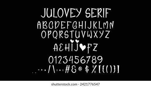 
Julovey serif love display font. With sharp bold stroke, fun character with a bit of ligatures and alternates. To give you an extra creative work.