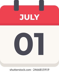 July 01 - Daily Calendar Icon in flat design style