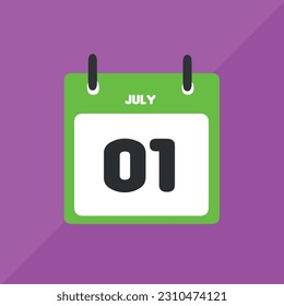 July 01 vector icon calendar Date, day and month Vector illustration, colorful background.