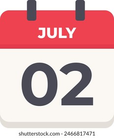 July 02 - Daily Calendar Icon in flat design style