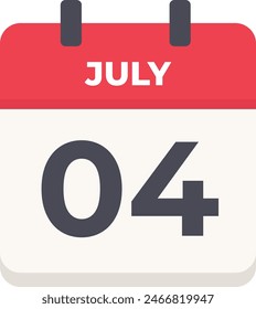 July 04 - Daily Calendar Icon in flat design style