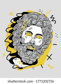 July 07, 2020: Asklepios of Melos. Vector illustration hand drawn. Creative geometric portrait.