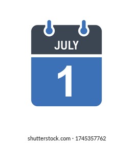 July 1 Calendar Date Icon, Event Date Icon, Calendar Date, Icon Design Vector Graphic