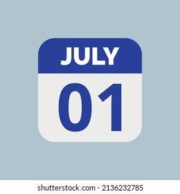 July 1 Calendar Date Icon