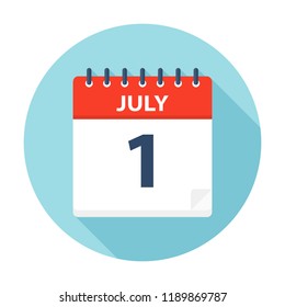 July 1 - Calendar Icon - Vector Illustration