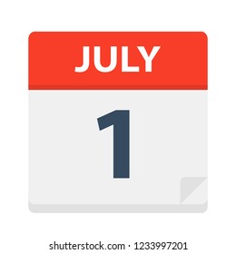 July 1 - Calendar Icon - Vector Illustration