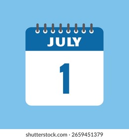 Julio 1 Calendario Icono Vector Página Mes Diseño