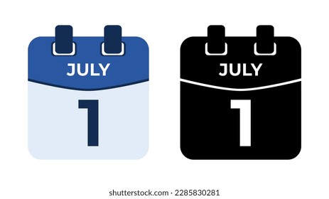 July 1 flat daily spiral calendar icon date vector image in matching color scheme. Suitable and perfect for design material, such as event or reminder. The best editable graphic resources.