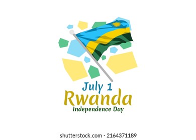 July 1, Independence Day of Rwanda vector illustration. Suitable for greeting card, poster and banner.