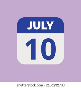 Icono de fecha del calendario 10 de julio