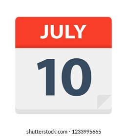 July 10 - Calendar Icon - Vector Illustration