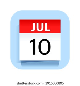 10 de julio. Icono de calendario. Ilustración vectorial.