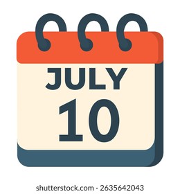 10 de julho vetor calendário no fundo branco
Calendário vetorial com data