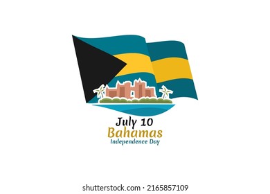 July 10, Independence Day of Bahamas vector illustration. Suitable for greeting card, poster and banner.