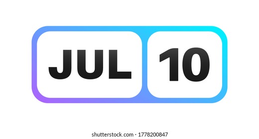 10 de julio en una página de calendario de un solo día.