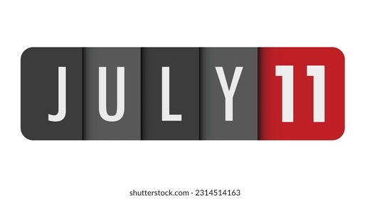 JULY 11 black and red vector typography banner