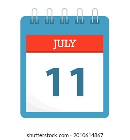 11 de julio - Icono del calendario - Plantilla del calendario - Ilustración del vector de negocio. 