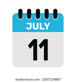 july 11 calendar icon Vector page month design illustration