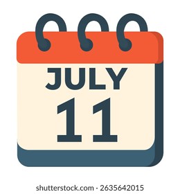 Vector del calendario del 11 de julio sobre fondo blanco
Calendario de Vector con fecha