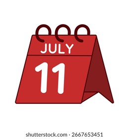 11 de julho vetor do calendário da mesa no fundo branco
Ícone simples de calendário vermelho vetorial