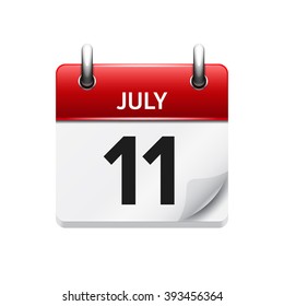July 11 . Vector flat daily calendar icon. Date and time, day, month. Holiday.