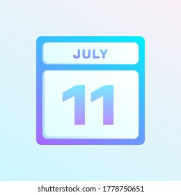 11 de julio en una página de calendario de un solo día.