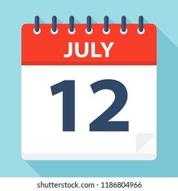 July 12 - Calendar Icon - Vector Illustration