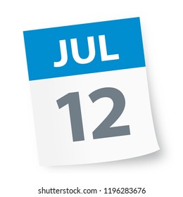 July 12 - Calendar Icon - Vector Illustration