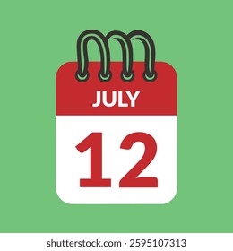 July 12 Calendar icon vector illustration.