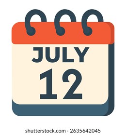 July 12 calendar vector on white background
Vector calendar with date