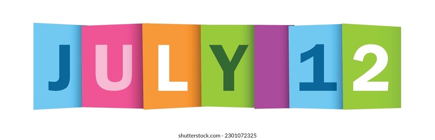Pancarta de tipografía vectorial colorida del 12 de JULIO